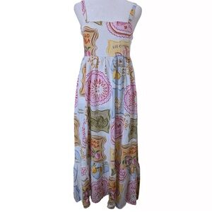 Paper Heart x Anthropologie Citron Amalfi Soleil Coastal Midi dress, Medium